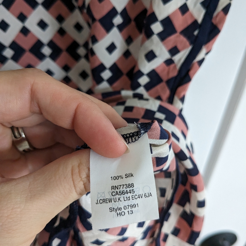 J. Crew Tipped Silk Tee in Diamond Tile